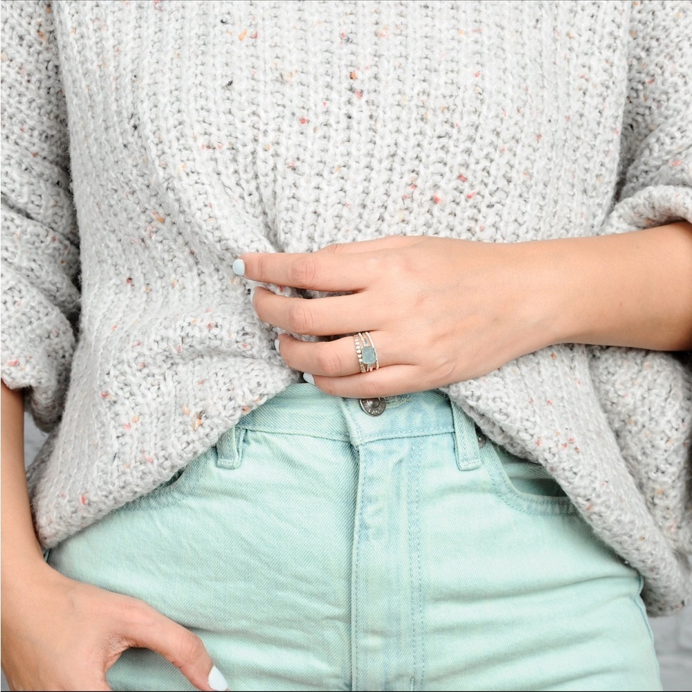 Sterling Silver Stackable Ring Set Raw Aquamarine… - image 4